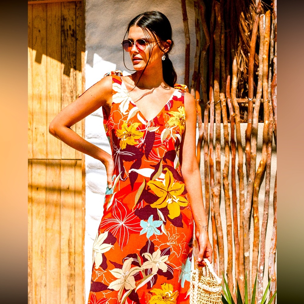 CUPSHE - Misty Floral Tie Shoulder Dress
